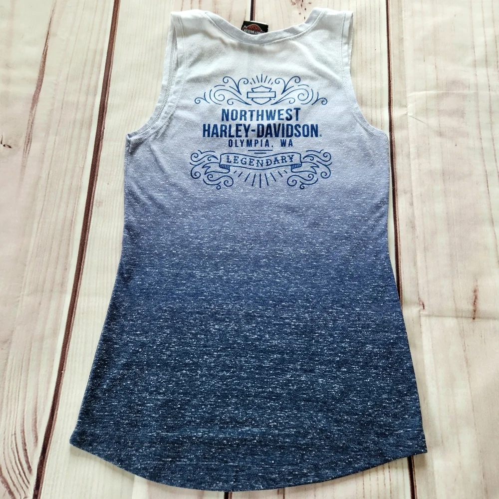 Harley-Davidson "Pretty Gradient Tank Top" Heathered Blue Ombre | Women's Size S - Picture 5 of 10